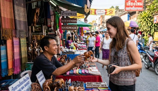 Handeln und feilschen auf thailändischen Märkten ist üblich